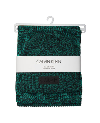 Calvin Klein Scarf And Beanie Set Green