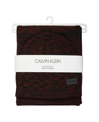 Calvin Klein Scarf And Beanie Set Red, Black