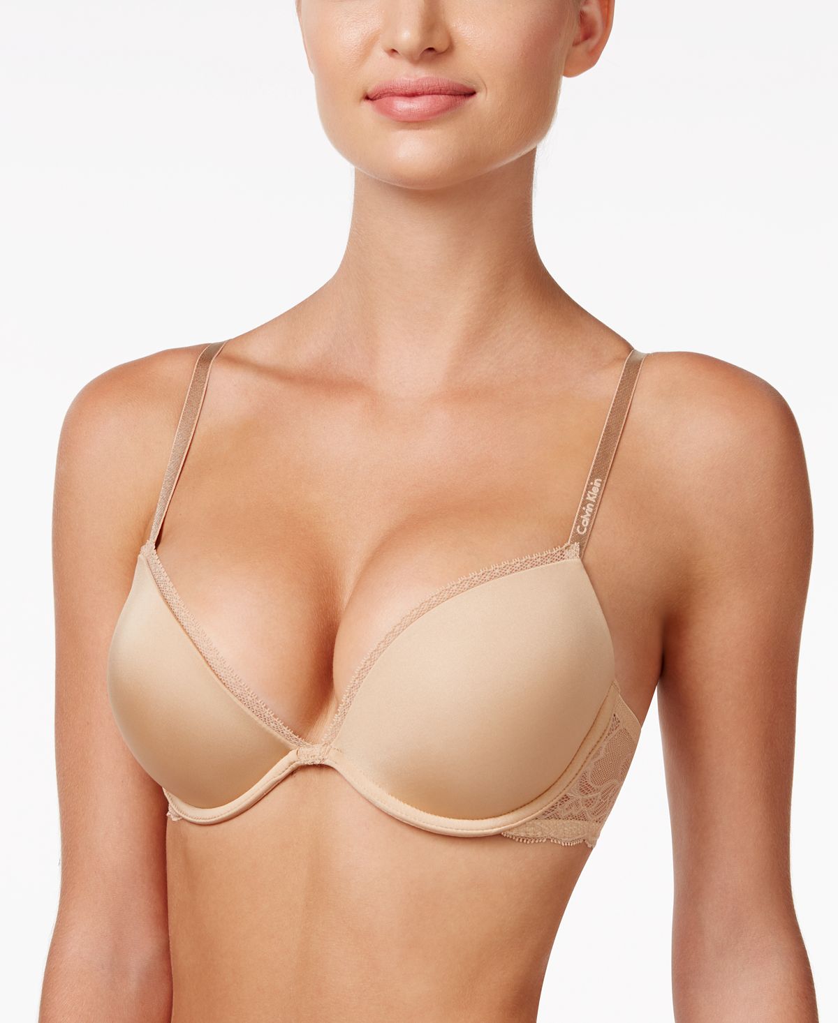 Calvin Klein Seductive Comfort Push-up Add-a-size Bra Qf1446 Bare- Nude 01