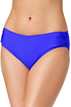 Calvin Klein Shirred Hipster Bikini Bottom in Atlantis Blue thumbnail 2