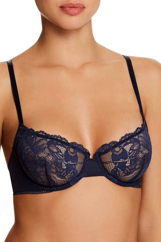 Calvin Klein Shoreline-Navy Bird-Lace Picot-Trim Balconette Bra