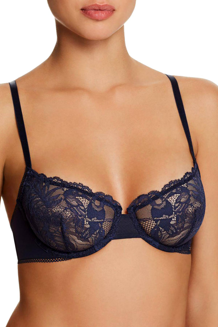 Calvin Klein Shoreline-Navy Bird-Lace Picot-Trim Balconette Bra