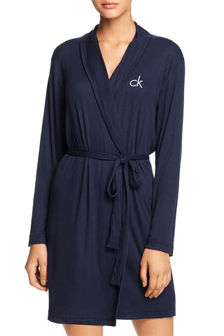 Calvin Klein Shoreline-Navy Hashtag Sleep Jersey-Knit Sleep Robe