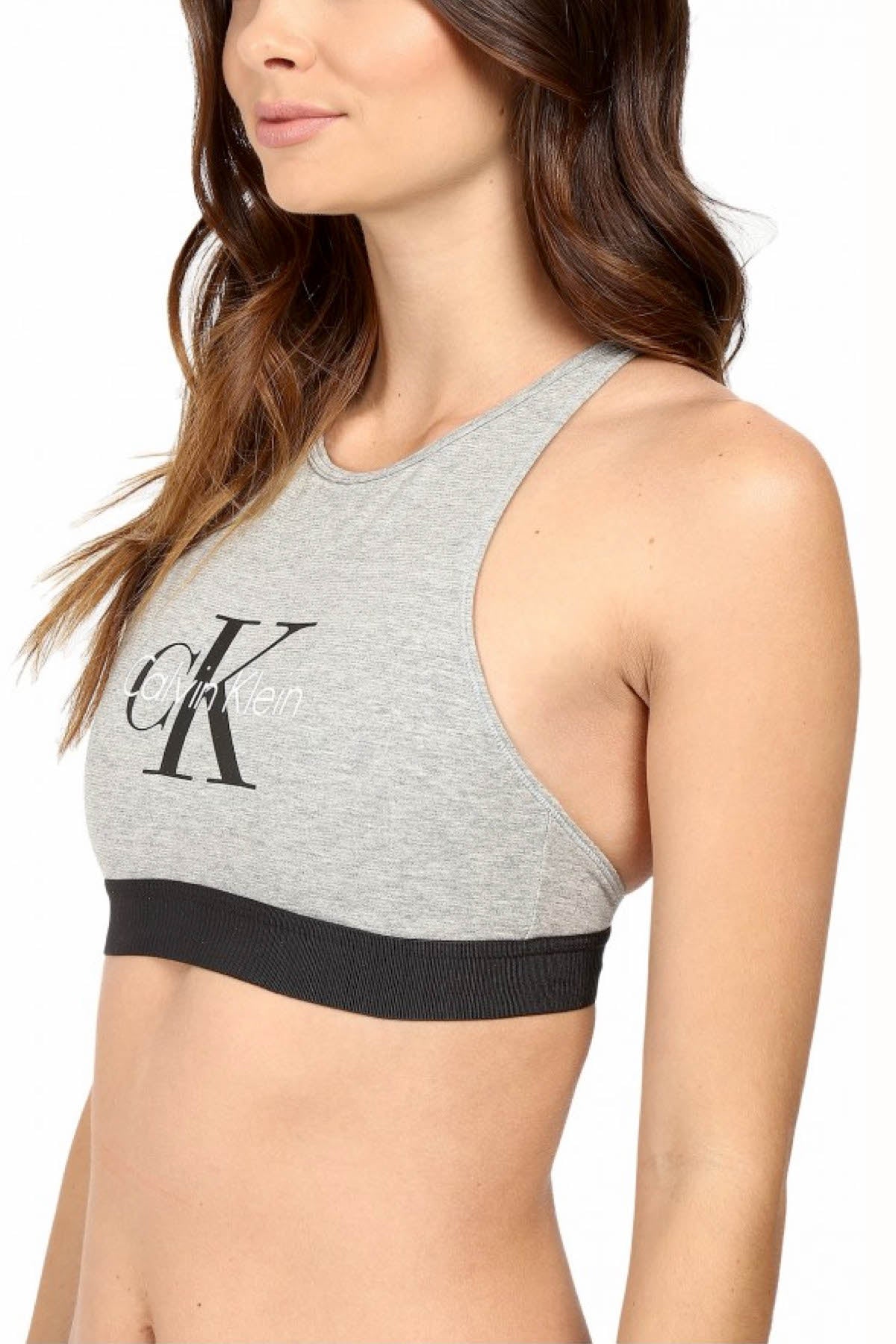 Calvin Klein Silver-Foil Retro Logo Bralette