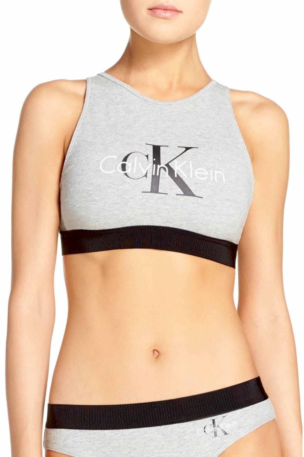 Calvin Klein Silver-Foil Retro Logo Bralette