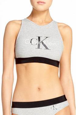 Calvin Klein Silver-Foil Retro Logo Bralette thumbnail 1