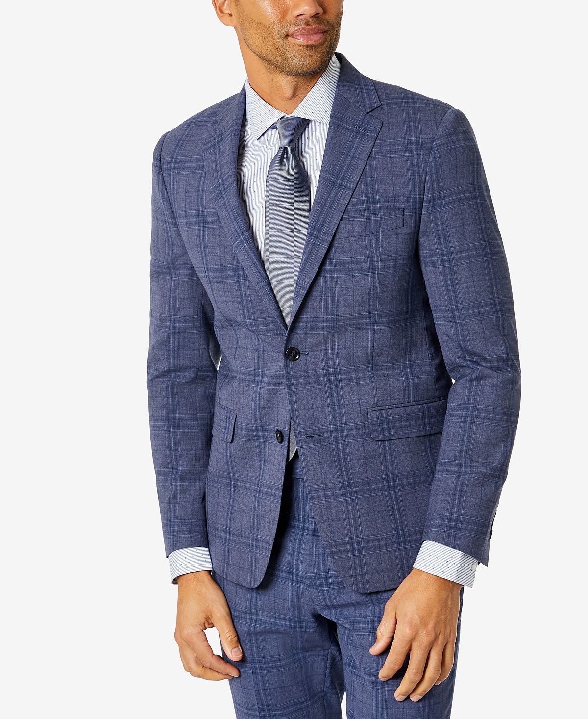 Calvin Klein Skinny-fit Infinite Stretch Solid Suit Jacket Blue Plaid