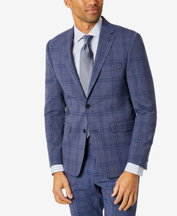 Calvin Klein Skinny-fit Infinite Stretch Solid Suit Jacket Blue Plaid thumbnail 1