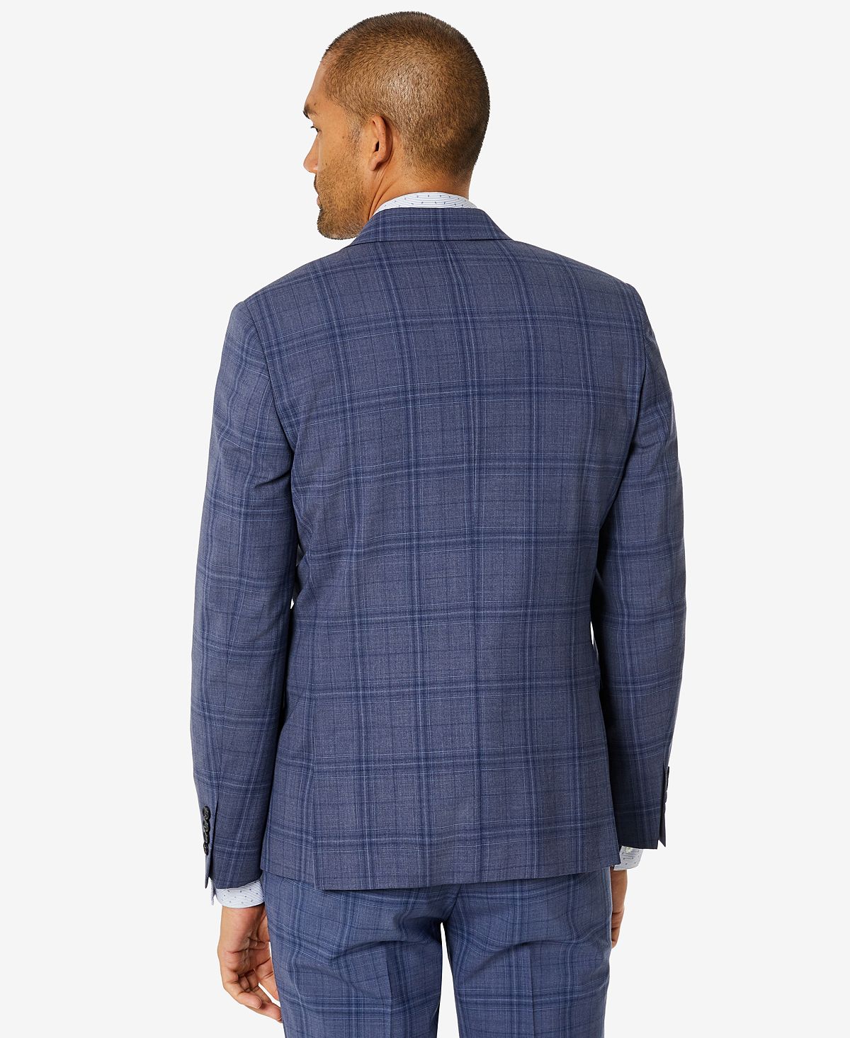 Calvin Klein Skinny-fit Infinite Stretch Solid Suit Jacket Blue Plaid