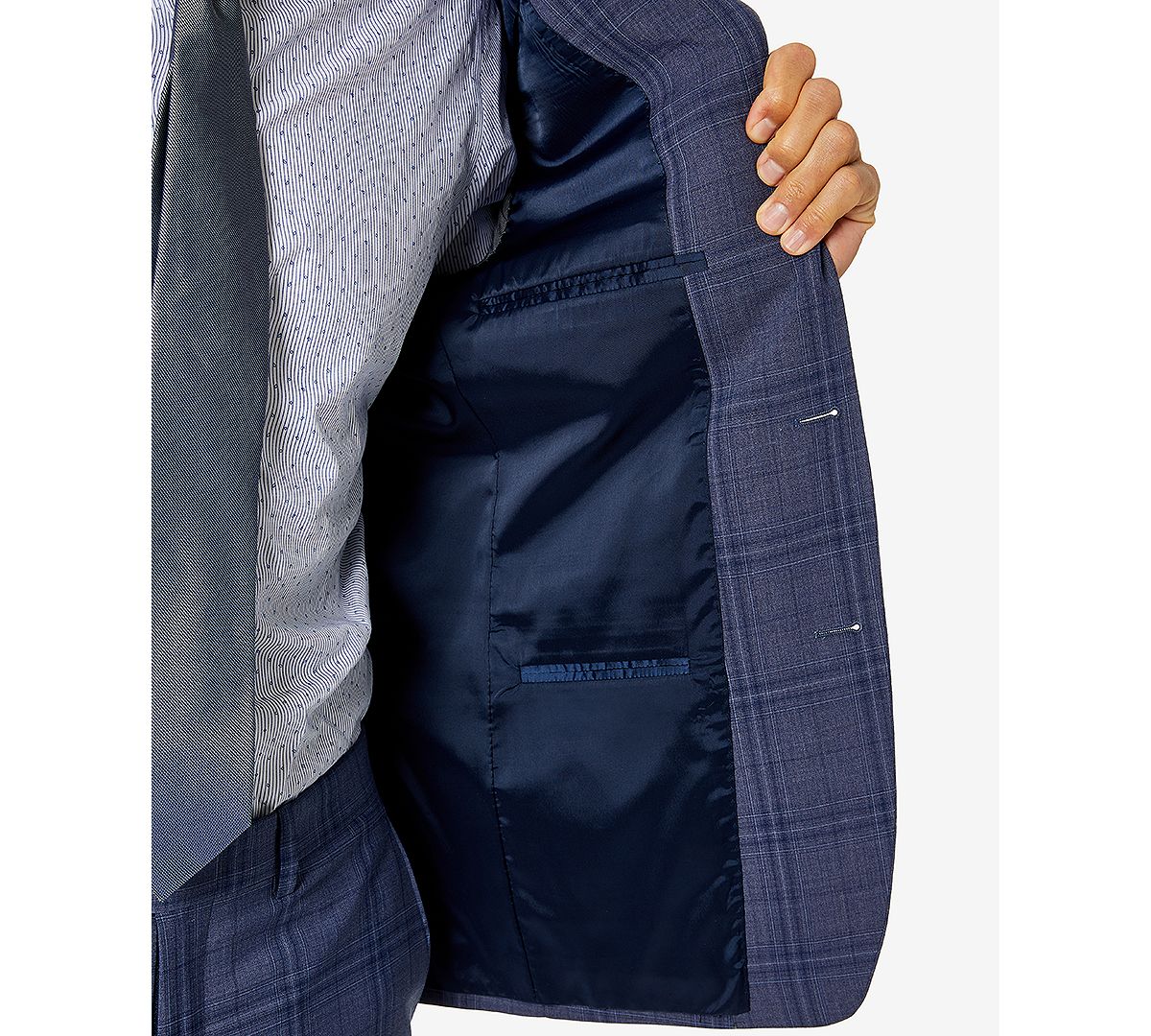 Calvin Klein Skinnyfit Infinite Stretch Solid Suit Jacket Blue Plaid