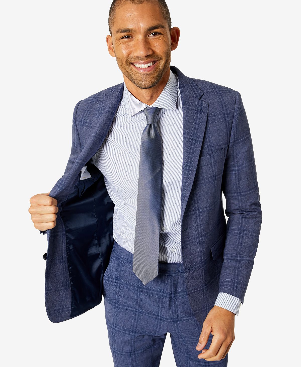 Calvin Klein Skinny-fit Infinite Stretch Solid Suit Jacket Blue Plaid