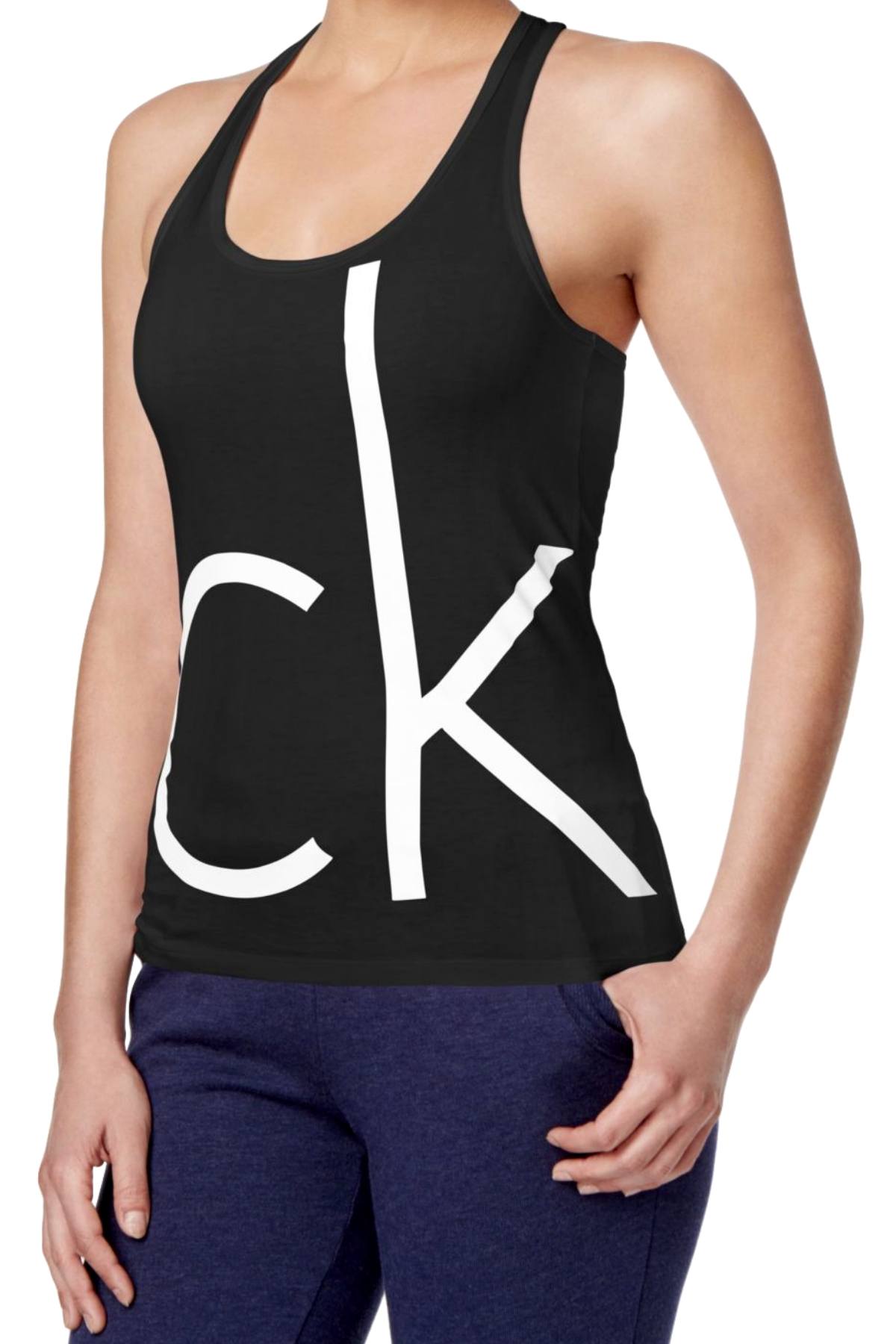 Calvin Klein Sleepwear Black Racerback Logo Tank Top