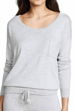 Calvin Klein Sleepwear Grey Pure-Knits Long-Sleeve Lounge Top thumbnail 3