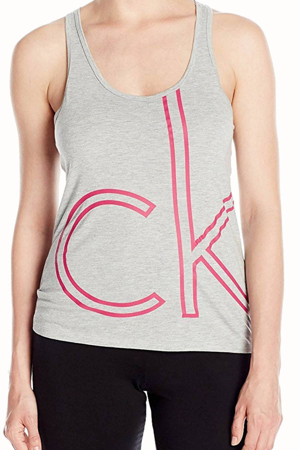 Calvin Klein Sleepwear Heather-Grey Logo Racerback Tank Top