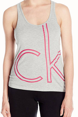 Calvin Klein Sleepwear Heather-Grey Logo Racerback Tank Top thumbnail 1