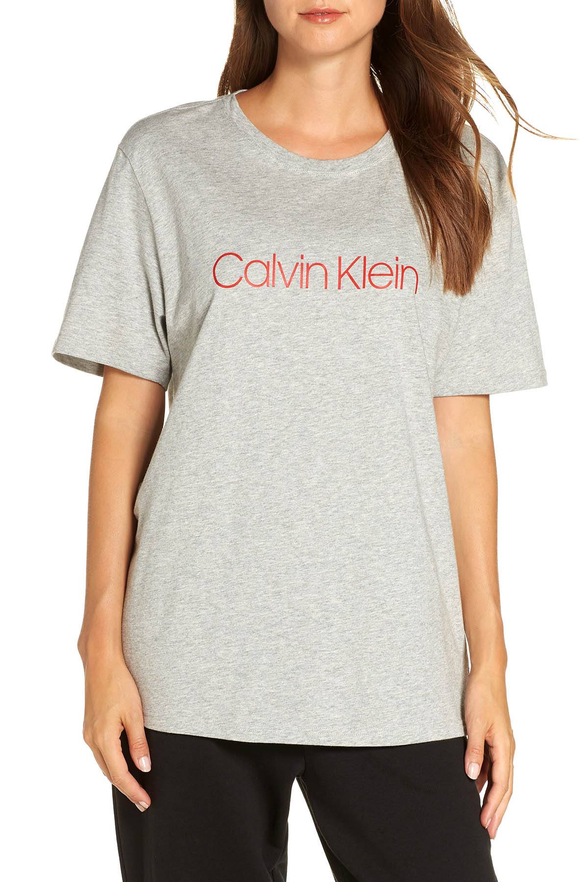 Calvin Klein Sleepwear Heather Grey Monogram Lounge Crew Tee