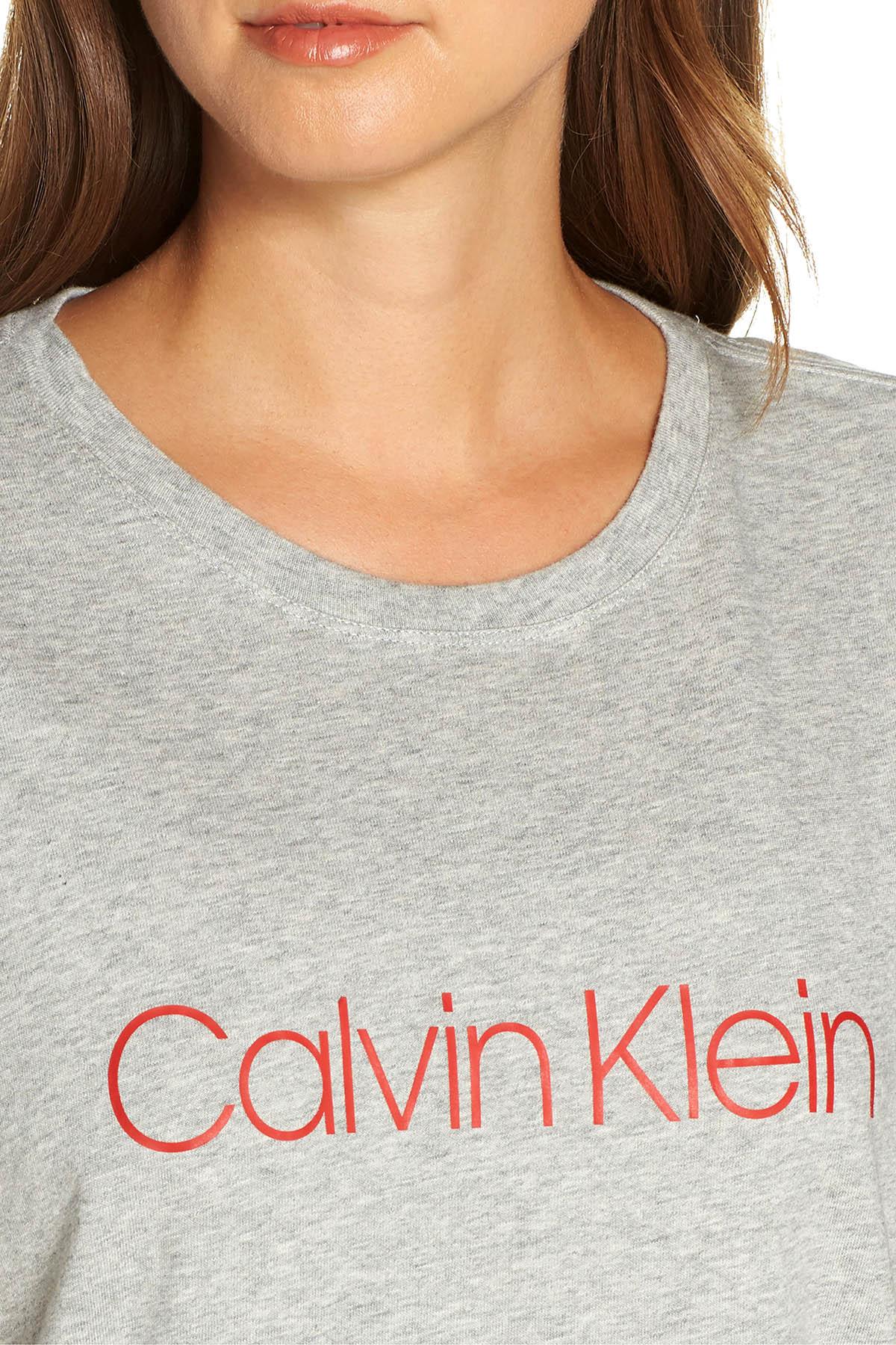 Calvin Klein Sleepwear Heather Grey Monogram Lounge Crew Tee