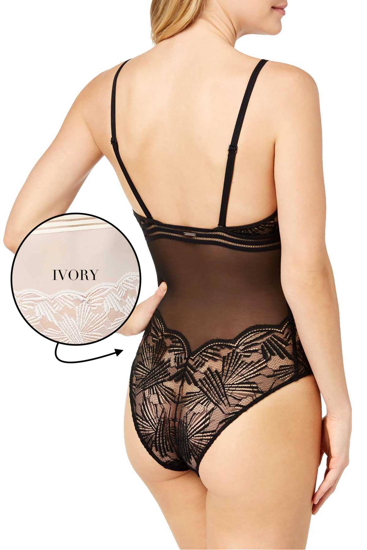 Calvin Klein Sleepwear Ivory Perfectly Fit Mesh And Lace Bodysuit CheapUndies