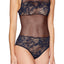Calvin Klein Sleepwear Shoreline-Blue Sheer Bird-Lace Bodysuit