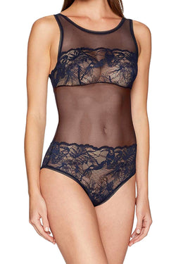Calvin Klein Sleepwear Shoreline-Blue Sheer Bird-Lace Bodysuit thumbnail 3