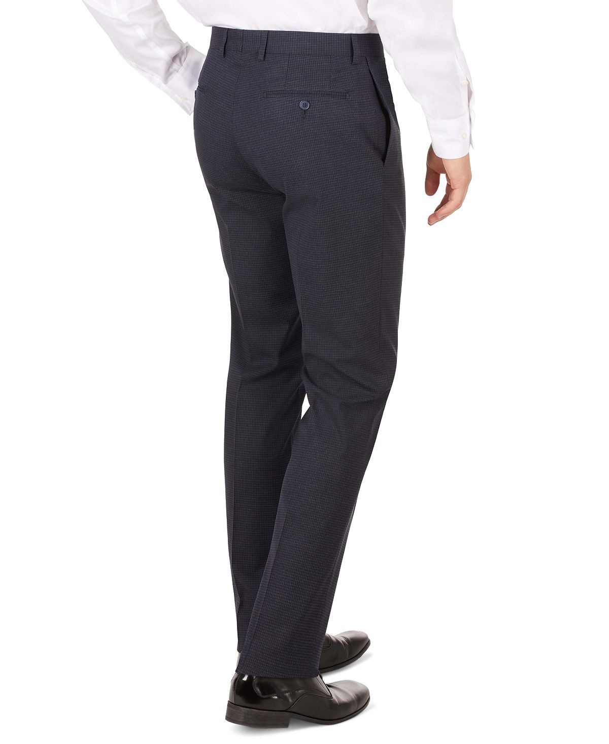 Calvin Klein Slim-fit Mini-check Dress Pants Blue Mini Check