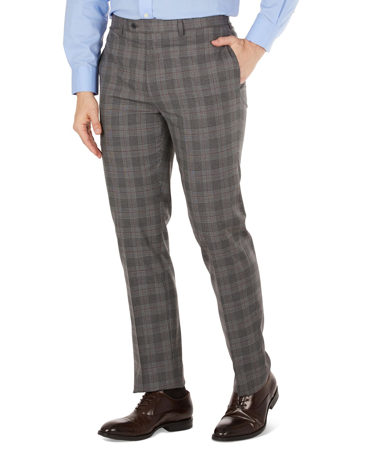 Calvin Klein Slim-fit Mini-check Dress Pants Grey/black Plaid – CheapUndies