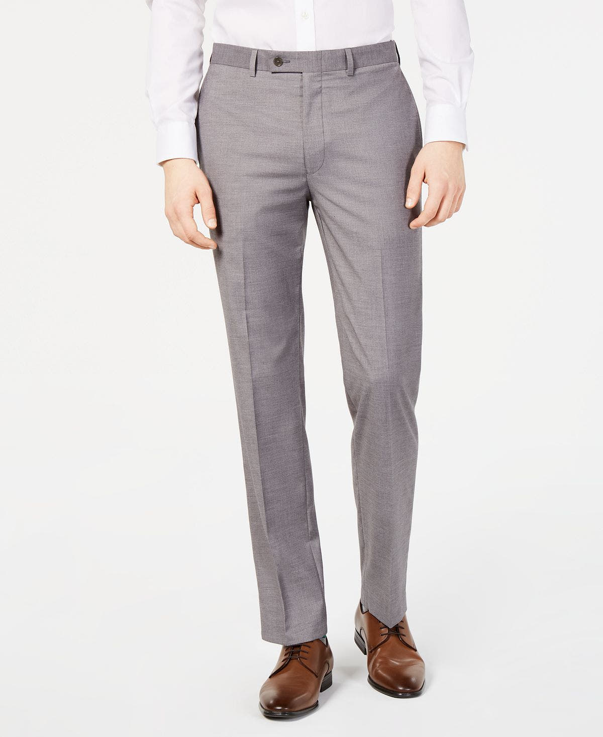 Calvin Klein Slim-fit Performance Stretch Wrinkle-resistant Dress Pants Light Grey