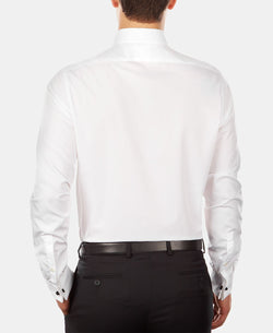 Calvin Klein Slim-fit Solid French Cuff Dress Shirt & Pre-tied Solid Bow Tie Set White thumbnail 4