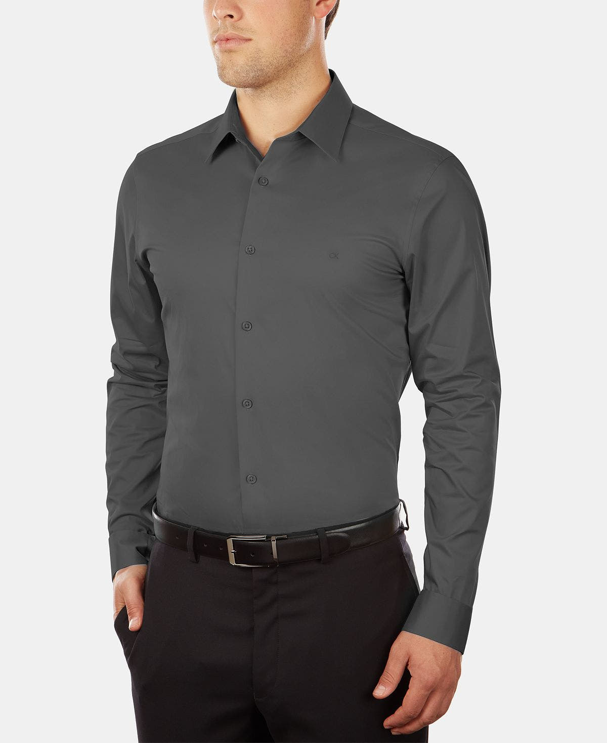 Calvin Klein Slim-fit Stretch Flex Collar Dress Shirt Online Exclusive Grey