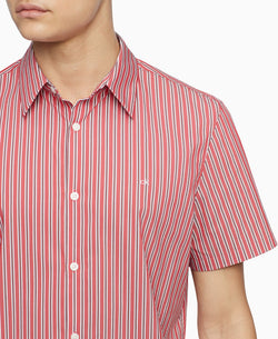 Calvin Klein Slim-fit Stretch Stripe Shirt Barbados Cherry Red thumbnail 2