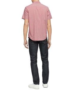 Calvin Klein Slim-fit Stretch Stripe Shirt Barbados Cherry Red thumbnail 3
