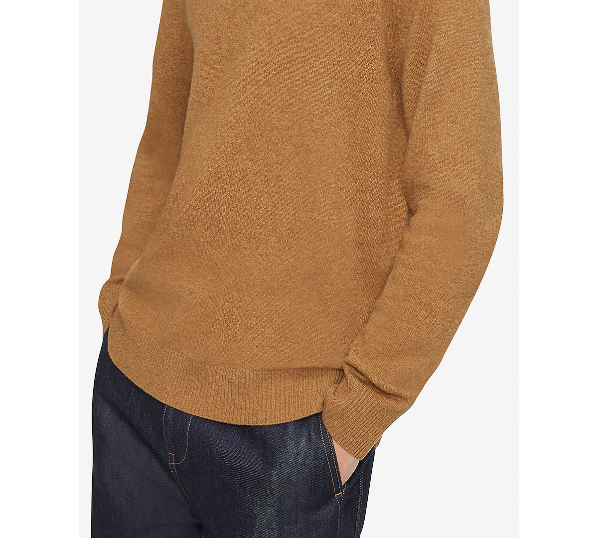 Calvin Klein Solid Crewneck Merino Wool Sweater Otter