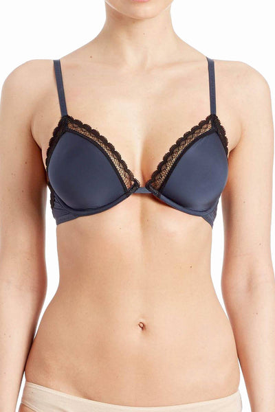 Calvin Klein Speakeasy-Navy Signature Illusion Plunge Lace-Trim Bra
