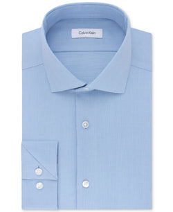 Calvin Klein Steel Big & Tall Slim-fit Non-iron Performance Stretch Unsolid Solid Dress Shirt Brightblue thumbnail 1