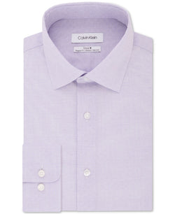 Calvin Klein Steel Classic/regular-fit Stretch Performance Non-iron Purple Check Dress Shirt Lilac thumbnail 1