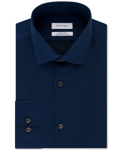 Calvin Klein Steel Extra-slim Fit Non-iron Performance Herringbone Dress Shirt Blue Velvet thumbnail 1
