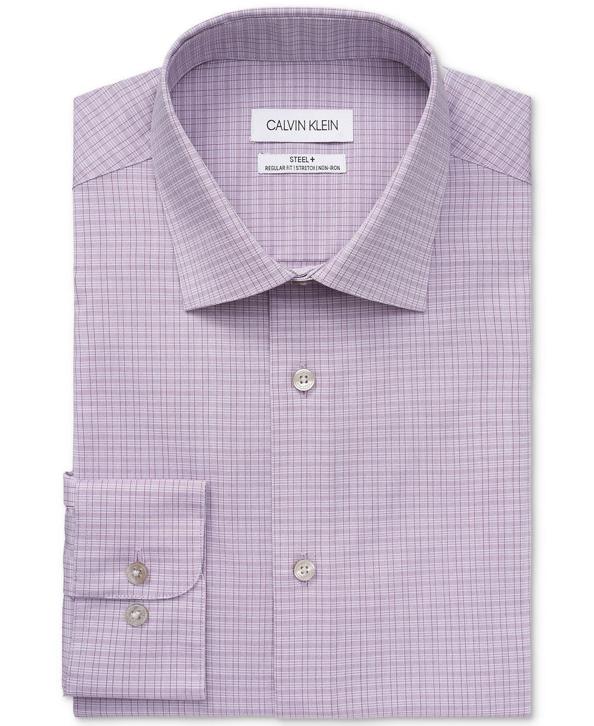 Calvin Klein Steel Regular-fit Non-iron Stretch Performance Burgundy Dress Shirt Burgundy