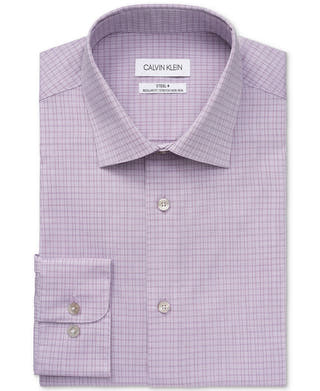 Calvin Klein Steel Regular-fit Non-iron Stretch Performance Burgundy Dress Shirt Burgundy