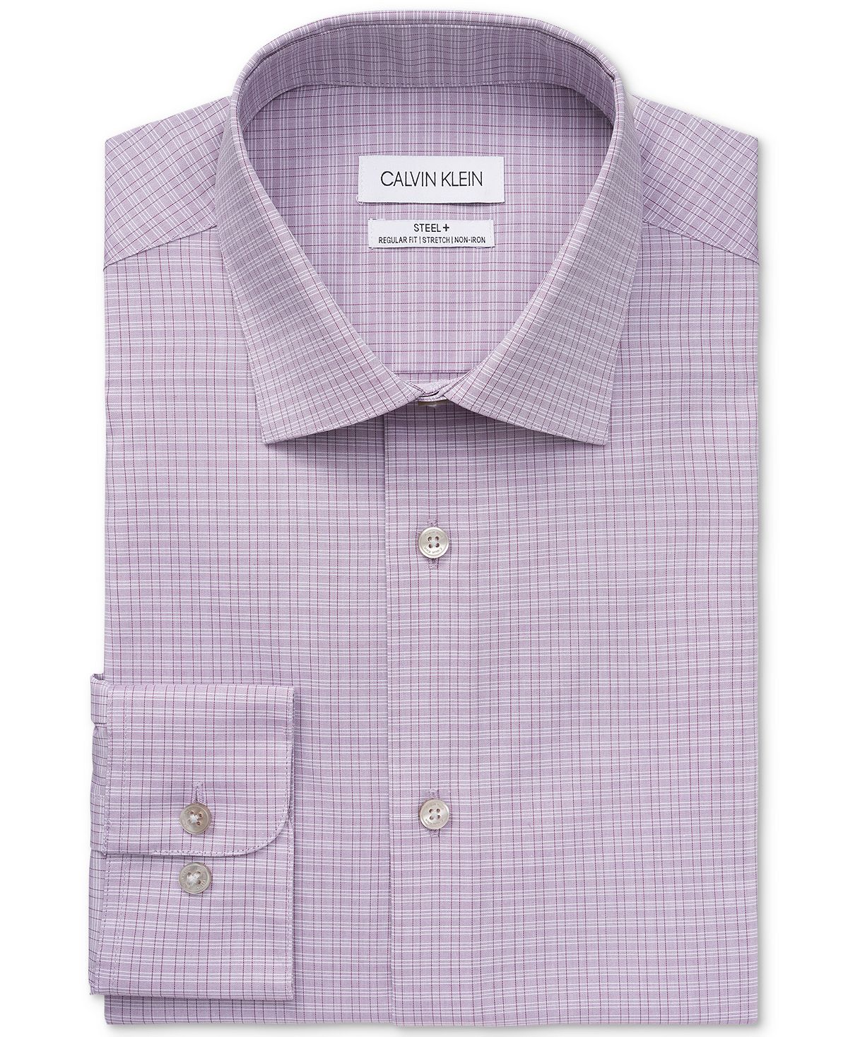 Calvin Klein Steel Regular-fit Non-iron Stretch Performance Burgundy Dress Shirt Burgundy