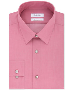 Calvin Klein Steel Slim Fit Non Iron Performance Herringbone Point Collar Dress Shirt Antique Rose thumbnail 1