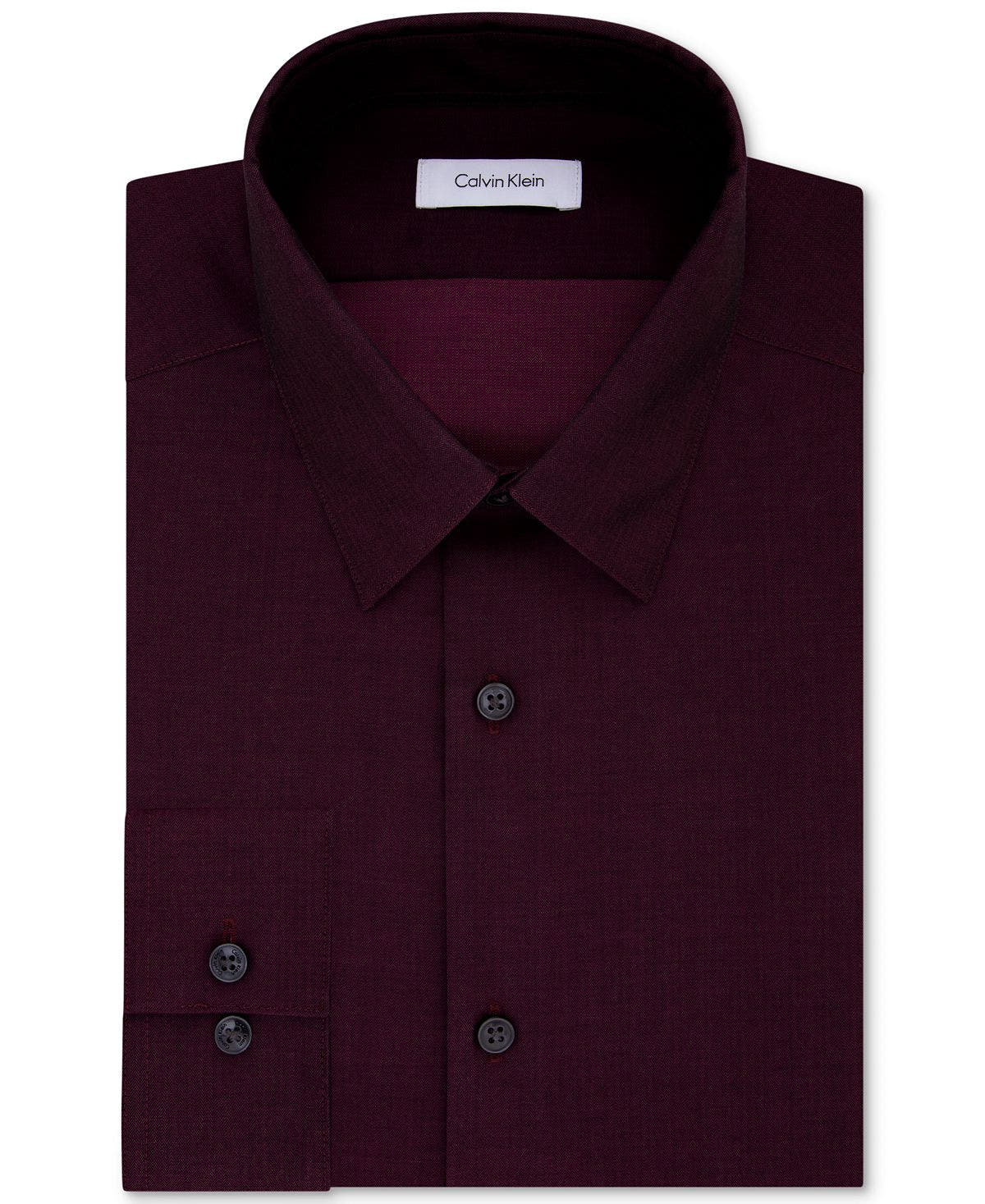 Calvin Klein Steel Slim Fit Non Iron Performance Herringbone Point Collar Dress Shirt	 Bordeaux