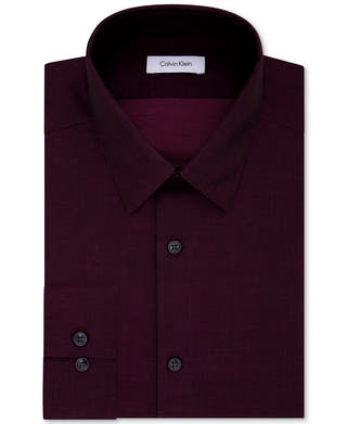 Calvin Klein Steel Slim Fit Non Iron Performance Herringbone Point Collar Dress Shirt	 Bordeaux