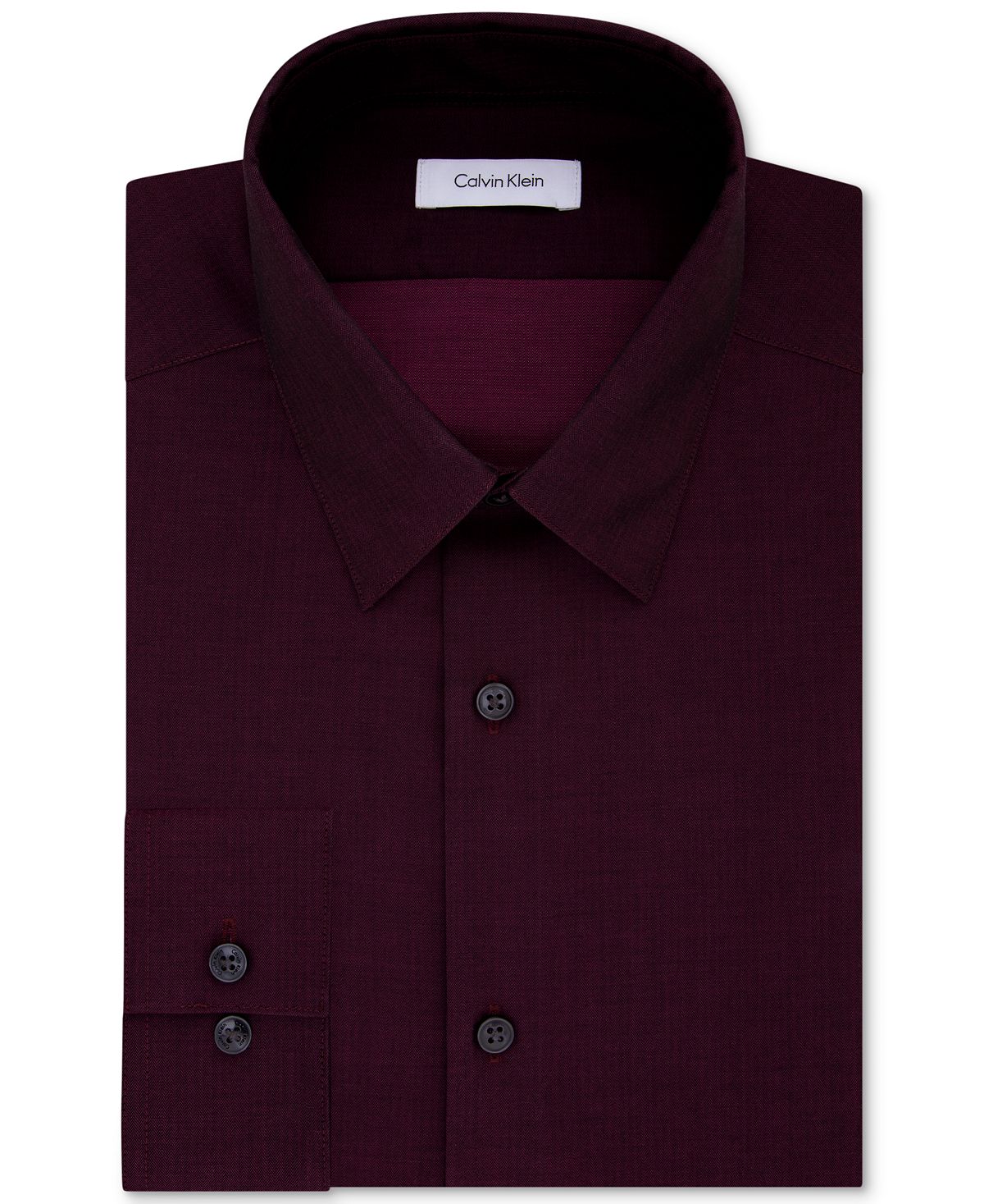 Calvin Klein Steel Slim Fit Non Iron Performance Herringbone Point Collar Dress Shirt	 Bordeaux