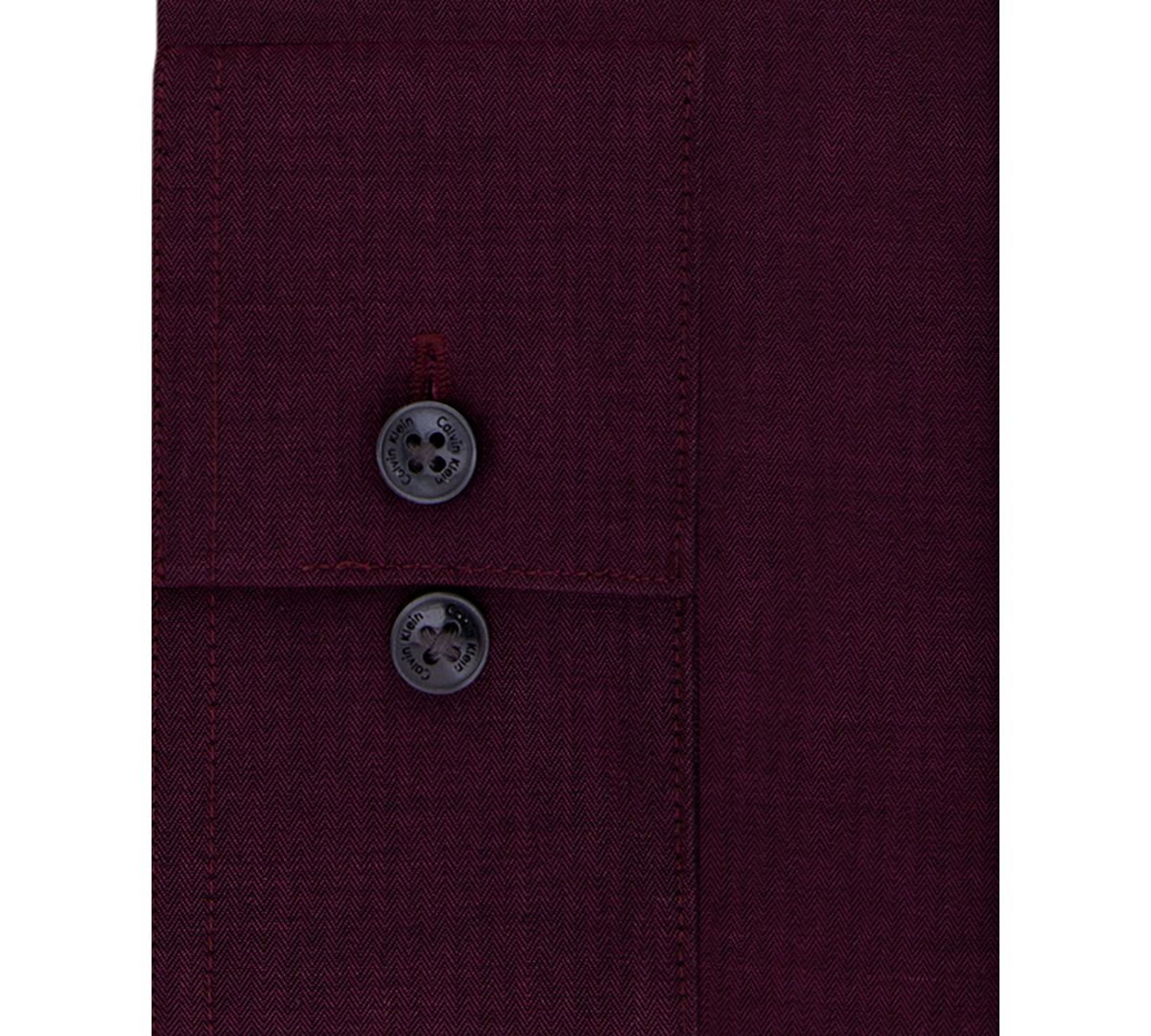 Calvin Klein Steel Slim Fit Non Iron Performance Herringbone Point Collar Dress Shirt	 Bordeaux