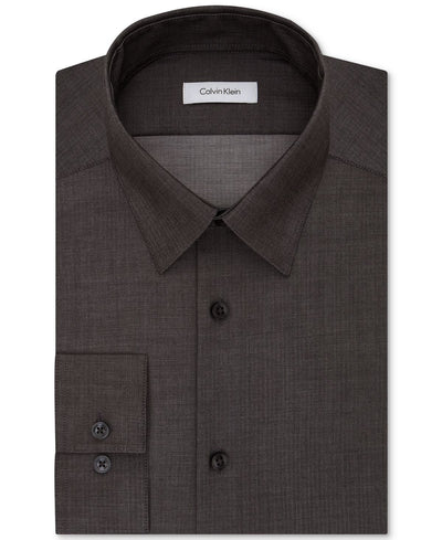 Calvin Klein Steel Slim Fit Non Iron Performance Herringbone Point Collar Dress Shirt Grey