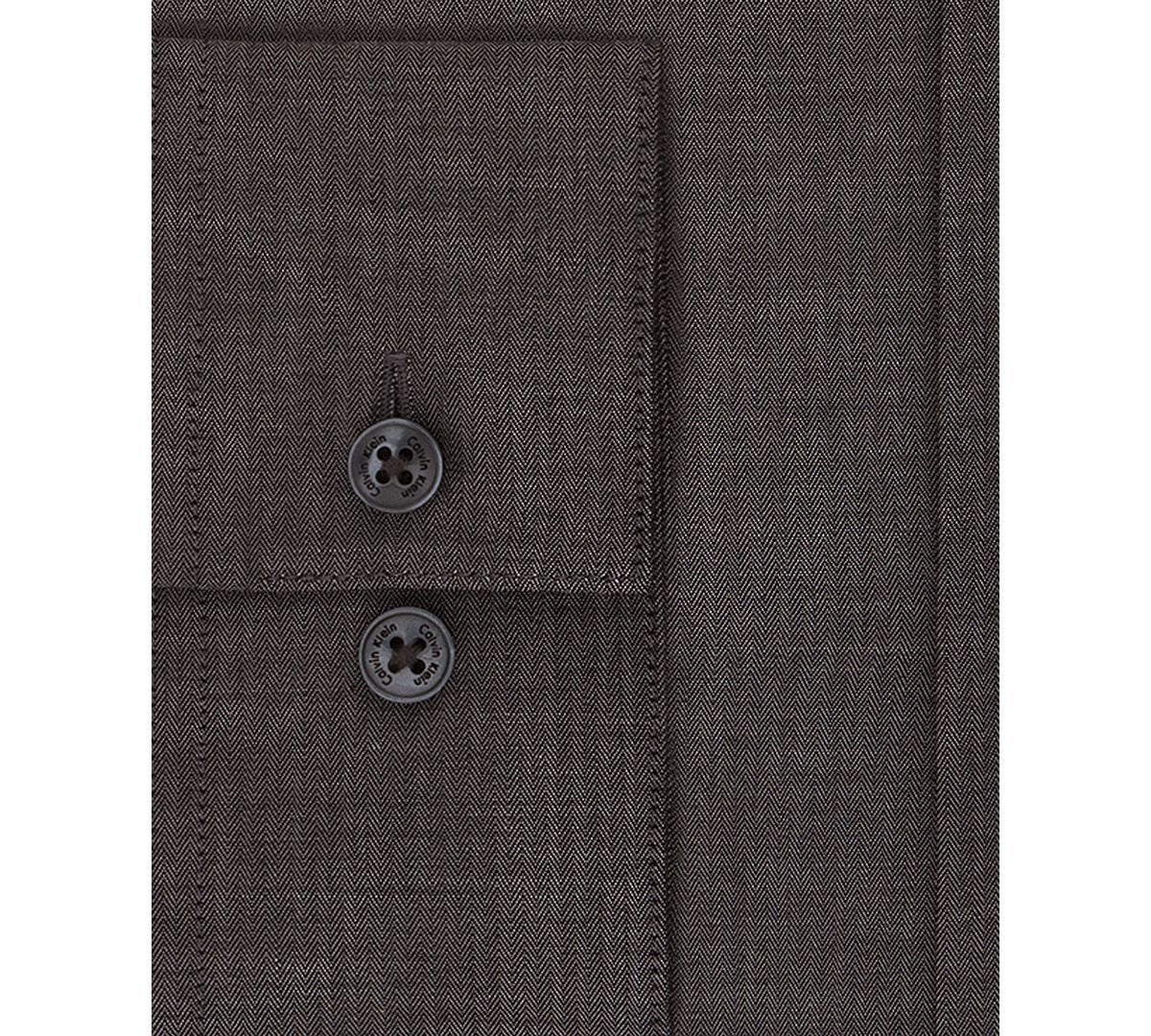 Calvin Klein Steel Slim Fit Non Iron Performance Herringbone Point Collar Dress Shirt Grey