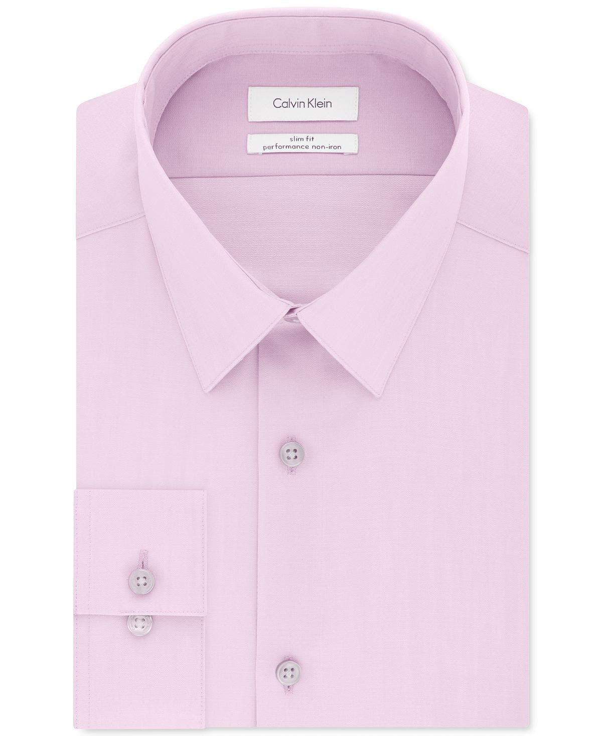 Calvin Klein Steel Slim Fit Non Iron Performance Herringbone Point Collar Dress Shirt	 Pink