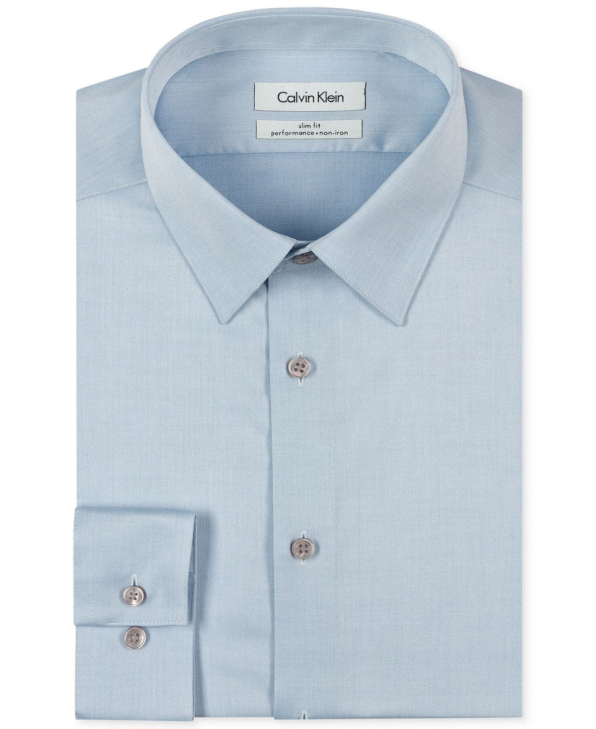 Calvin Klein Steel Slim Fit Non Iron Performance Herringbone Point Collar Dress Shirt