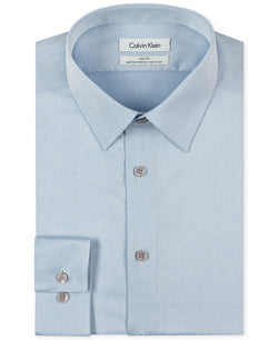 Calvin Klein Steel Slim Fit Non Iron Performance Herringbone Point Collar Dress Shirt thumbnail 1