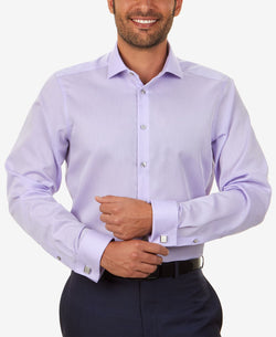 Calvin Klein Steel Slim-fit Non-iron Performance Herringbone French Cuff Dress Shirt Purple thumbnail 1